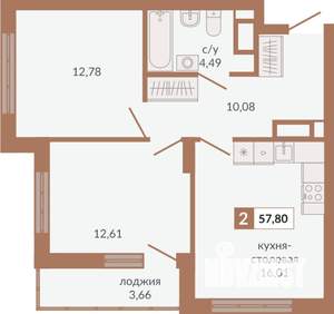2-к квартира, строящийся дом, 58м2, 9/31 этаж