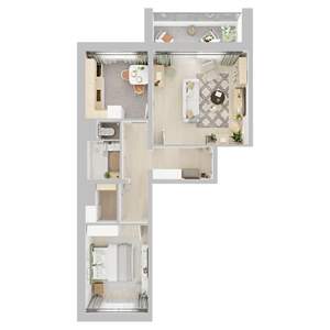 2-к квартира, строящийся дом, 56м2, 10/10 этаж