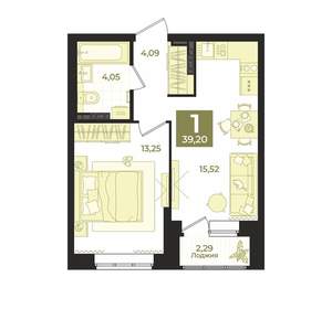 1-к квартира, вторичка, 39м2, 4/23 этаж