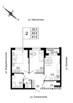 2-к квартира, вторичка, 62м2, 5/24 этаж
