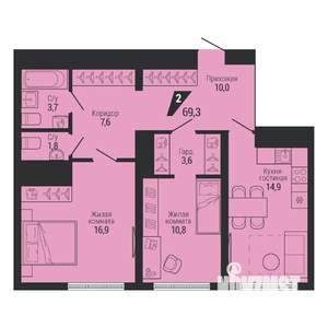 2-к квартира, вторичка, 69м2, 3/31 этаж