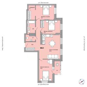 3-к квартира, вторичка, 88м2, 14/21 этаж