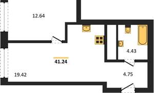 1-к квартира, вторичка, 41м2, 10/25 этаж