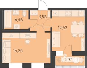 1-к квартира, вторичка, 37м2, 23/25 этаж