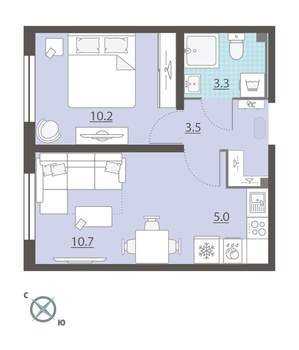1-к квартира, вторичка, 33м2, 3/8 этаж