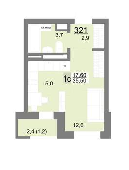 Студия квартира, вторичка, 25м2, 14/18 этаж