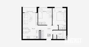 2-к квартира, вторичка, 54м2, 13/24 этаж