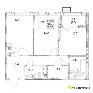 2-к квартира, вторичка, 62м2, 8/31 этаж