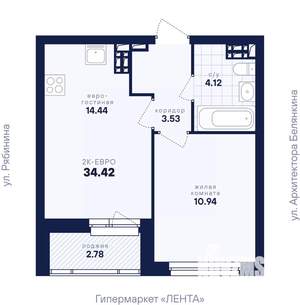 1-к квартира, вторичка, 34м2, 9/26 этаж
