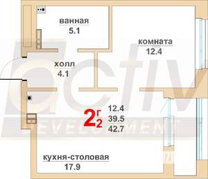 1-к квартира, вторичка, 40м2, 8/16 этаж