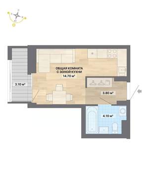 Студия квартира, строящийся дом, 26м2, 2/26 этаж