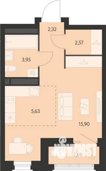 Студия квартира, вторичка, 32м2, 22/22 этаж