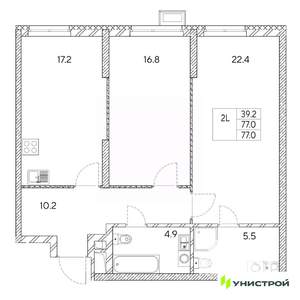 2-к квартира, вторичка, 77м2, 4/31 этаж