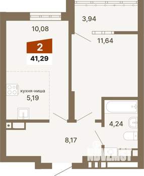 1-к квартира, строящийся дом, 41м2, 3/23 этаж