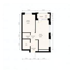 1-к квартира, строящийся дом, 45м2, 24/30 этаж