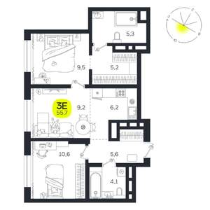 3-к квартира, вторичка, 56м2, 18/27 этаж