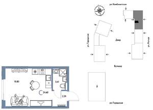 Студия квартира, строящийся дом, 25м2, 3/24 этаж