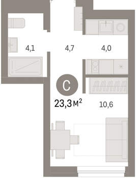 Студия квартира, вторичка, 23м2, 5/7 этаж