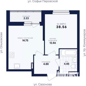 1-к квартира, вторичка, 39м2, 6/18 этаж