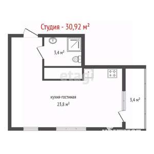 Студия квартира, строящийся дом, 31м2, 21/31 этаж