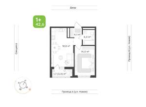 1-к квартира, вторичка, 43м2, 8/17 этаж