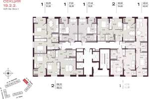 2-к квартира, вторичка, 52м2, 23/25 этаж