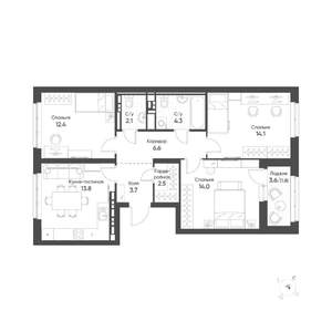 3-к квартира, вторичка, 75м2, 13/15 этаж