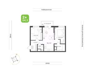2-к квартира, вторичка, 54м2, 17/24 этаж