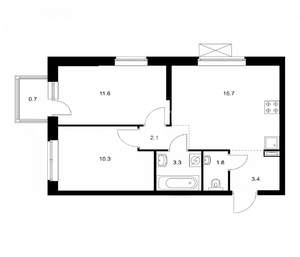 2-к квартира, вторичка, 49м2, 24/24 этаж