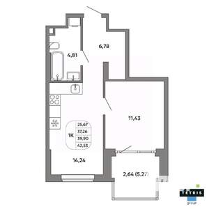 1-к квартира, вторичка, 40м2, 11/32 этаж