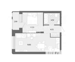 1-к квартира, вторичка, 44м2, 3/25 этаж