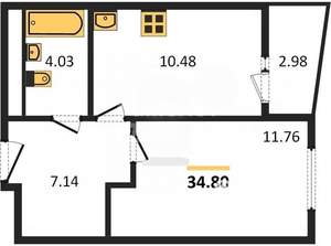1-к квартира, вторичка, 35м2, 2/29 этаж
