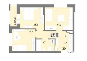 2-к квартира, вторичка, 55м2, 5/26 этаж
