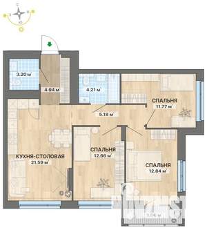 3-к квартира, вторичка, 79м2, 21/29 этаж