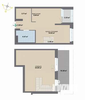 1-к квартира, вторичка, 73м2, 8/9 этаж