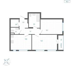 2-к квартира, вторичка, 65м2, 5/32 этаж