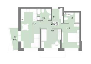 2-к квартира, вторичка, 65м2, 5/25 этаж