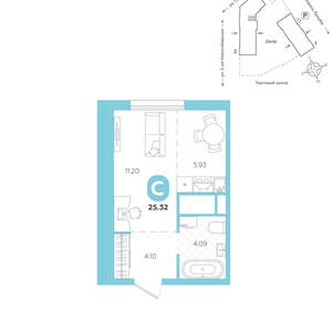 Студия квартира, вторичка, 25м2, 8/24 этаж