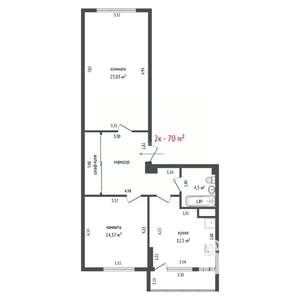 2-к квартира, вторичка, 70м2, 15/17 этаж