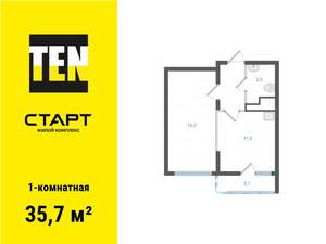 1-к квартира, вторичка, 36м2, 17/25 этаж