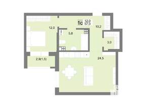 1-к квартира, строящийся дом, 57м2, 7/17 этаж