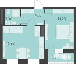 1-к квартира, вторичка, 40м2, 14/25 этаж