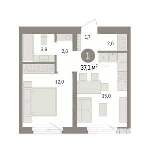 1-к квартира, вторичка, 37м2, 3/7 этаж