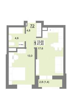 1-к квартира, вторичка, 41м2, 9/26 этаж
