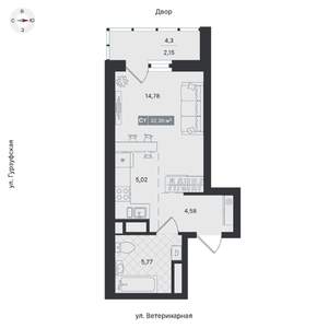 Студия квартира, вторичка, 32м2, 9/24 этаж