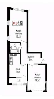 2-к квартира, строящийся дом, 60м2, 26/27 этаж
