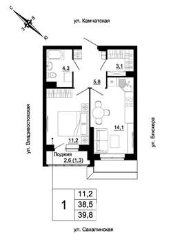 1-к квартира, вторичка, 40м2, 2/24 этаж