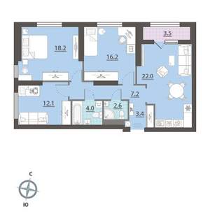 3-к квартира, вторичка, 88м2, 14/32 этаж
