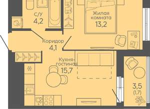 1-к квартира, вторичка, 39м2, 13/16 этаж