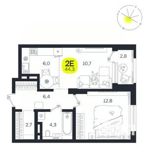 2-к квартира, вторичка, 44м2, 6/27 этаж